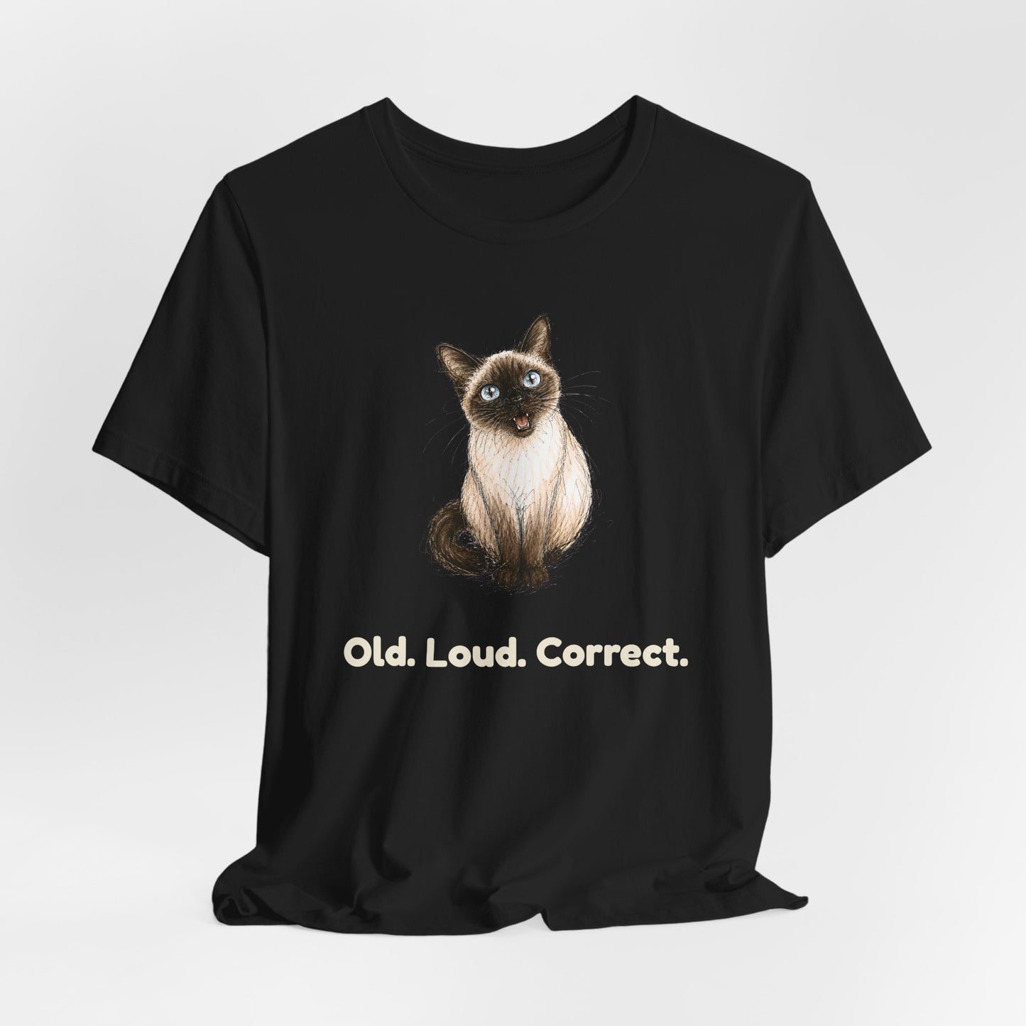 Old. Loud. Correct. — Funny Senior Cat T-Shirt