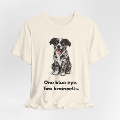 One Blue Eye. Two Braincells. — Funny Heterochromia Dog T-Shirt
