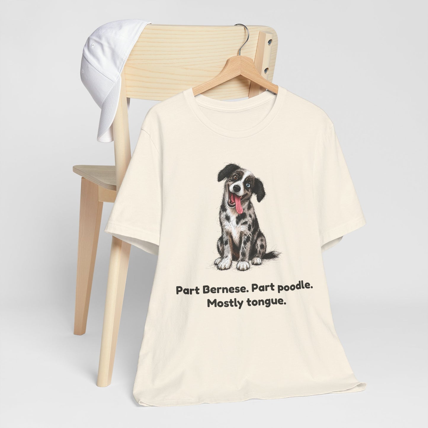 Part Bernese. Part Poodle. Mostly Tongue. — Funny Bernedoodle T-Shirt