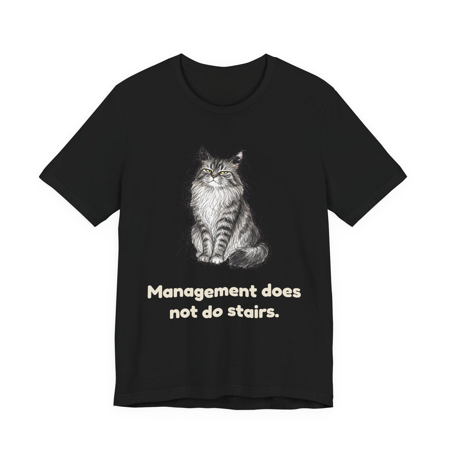Management Does Not Do Stairs — Funny Cat T-Shirt