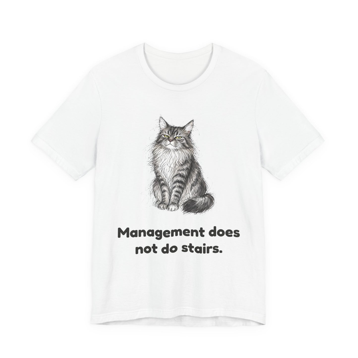 Management Does Not Do Stairs — Funny Cat T-Shirt