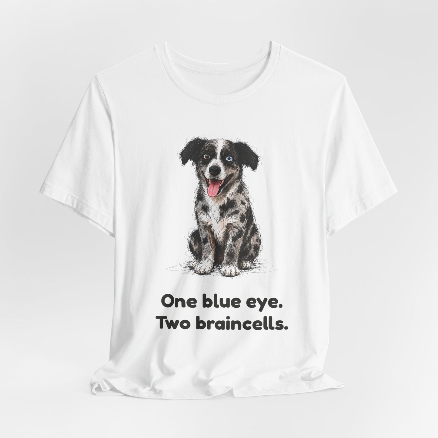 One Blue Eye. Two Braincells. — Funny Heterochromia Dog T-Shirt